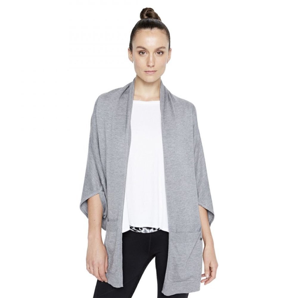 Vimmia Savasana Shawl Cardigan Sweater Womens M/L Grey Open Front Yoga Travel